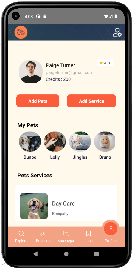  Pet Michi app account page showcasing user profile settings